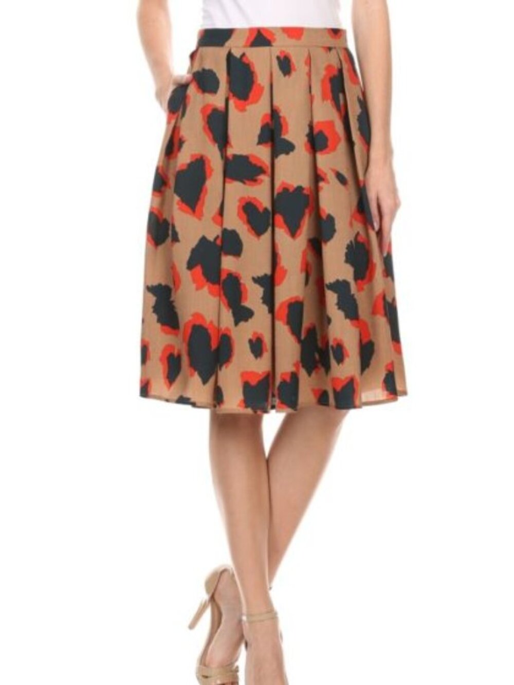 Leopard Print Knee-Length Skirt